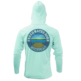 Michigan Freshwater Born SUP Flag Women's Long Sleeve UPF 50+ Dry-Fit Hoodie