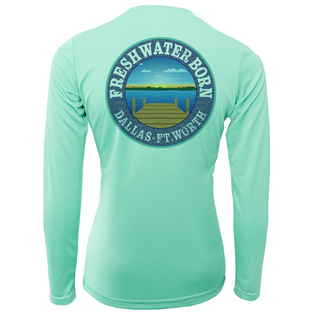 DFW, TX Flag Freshwater Born Women's Long Sleeve UPF 50+ Dry-Fit Shirt