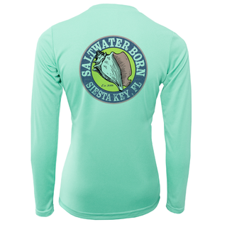Siesta Key Saltwater Born Linear Logo Long Sleeve UPF 50+ Dry-Fit Shirt