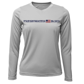 Michigan Freshwater Born Linear Logo Women's Long Sleeve UPF 50+ Dry-Fit Shirt
