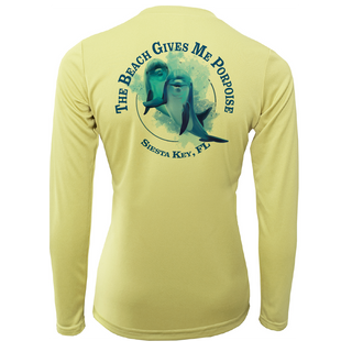 Siesta Key "The Beach Gives me Porpoise" Women's Long Sleeve UPF 50+ Dry-Fit Shirt
