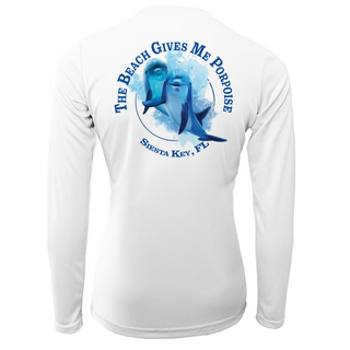Siesta Key "The Beach Gives me Porpoise" Women's Long Sleeve UPF 50+ Dry-Fit Shirt