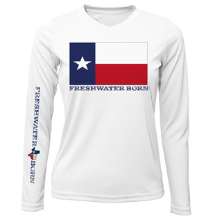 DFW, TX Flag Freshwater Born Women's Long Sleeve UPF 50+ Dry-Fit Shirt