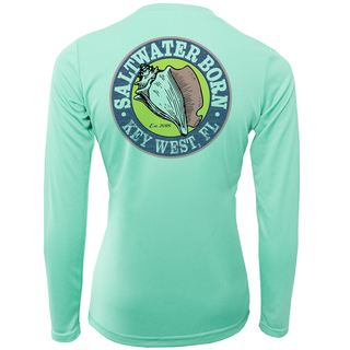 Key West, FL "Saltwater Heals Everything" Women's Long Sleeve UPF 50+ Dry-Fit Shirt