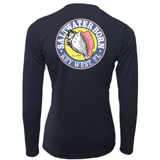 Key West, FL "Saltwater Hair...Don't Care" Women's Long Sleeve UPF 50+ Dry-Fit Shirt