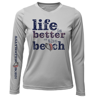 "Life Is Better At The Beach" Conch Women's Long Sleeve UPF 50+ Dry-Fit Shirt (No Back)