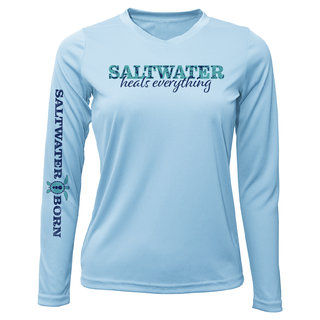 Key West, FL "Saltwater Heals Everything" Women's Long Sleeve UPF 50+ Dry-Fit Shirt