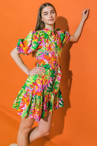 EVERYTHING TO ME FLORAL POPLIN MINI DRESS