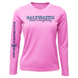 Key West, FL "Saltwater Heals Everything" Women's Long Sleeve UPF 50+ Dry-Fit Shirt