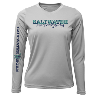 Key West, FL "Saltwater Heals Everything" Women's Long Sleeve UPF 50+ Dry-Fit Shirt