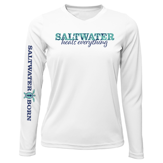 Key West, FL "Saltwater Heals Everything" Women's Long Sleeve UPF 50+ Dry-Fit Shirt