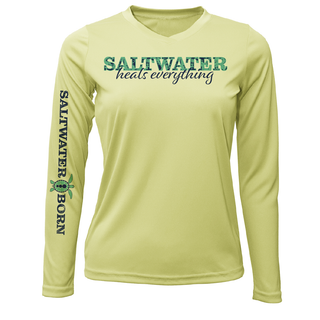 Key West, FL "Saltwater Heals Everything" Women's Long Sleeve UPF 50+ Dry-Fit Shirt